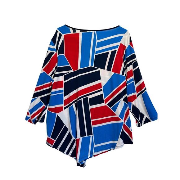 Alfred Dunner Stunner!  Boho Primary Color Design Women Tunic 1X Peek-a-boo - Picture 2 of 9